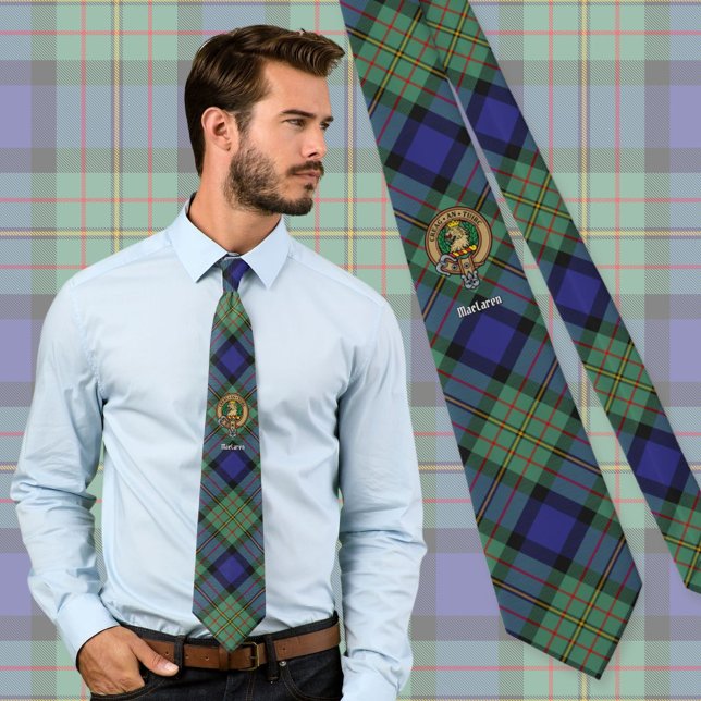 Clan MacLaren Crest over Tartan Neck Tie (Creator Uploaded)