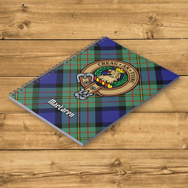 Clan MacLaren Crest over Tartan Notebook (Creator Uploaded)