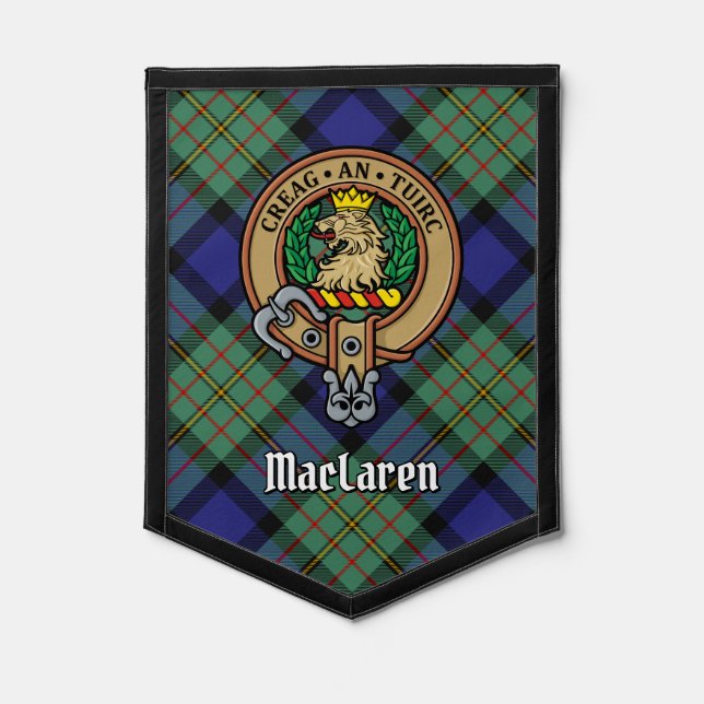 Clan MacLaren Crest over Tartan Pennant (Front)