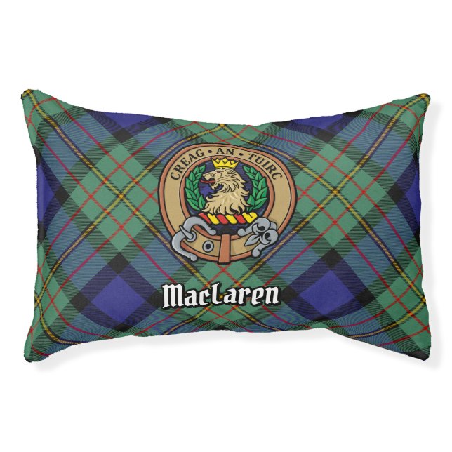 Clan MacLaren Crest over Tartan Pet Bed (Front)
