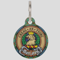 Clan MacLaren Crest over Tartan Pet ID Tag