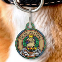 Clan MacLaren Crest over Tartan Pet ID Tag