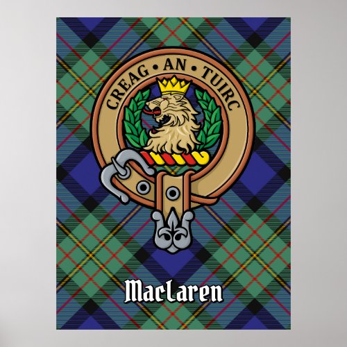 Clan MacLaren Crest over Tartan Poster