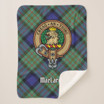 Clan MacLaren Crest over Tartan Sherpa Blanket