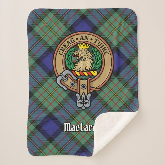 Clan MacLaren Crest over Tartan Sherpa Blanket (Front)