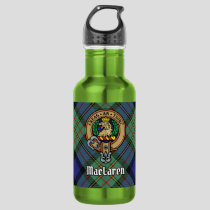 Clan MacLaren Crest over Tartan Stainless Steel Water Bottle