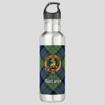Clan MacLaren Crest over Tartan Stainless Steel Water Bottle