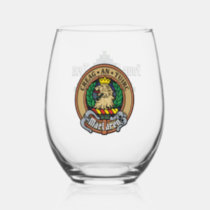 Clan MacLaren Crest over Tartan Stemless Wine Glass