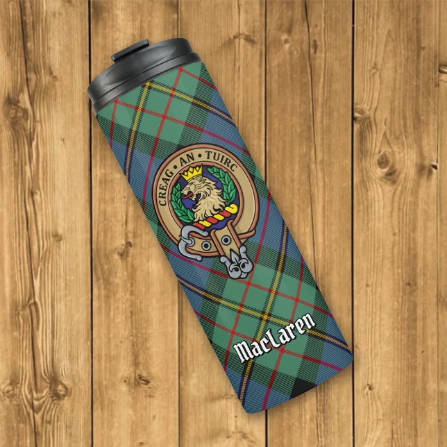 Clan MacLaren Crest over Tartan Thermal Tumbler (Creator Uploaded)