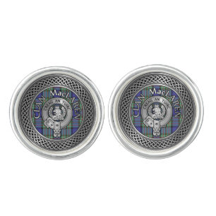 Clan MacLaren Crest & Tartan Knot Cufflinks
