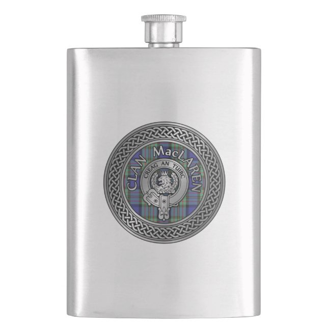 Clan MacLaren Crest & Tartan Knot Flask (Front)