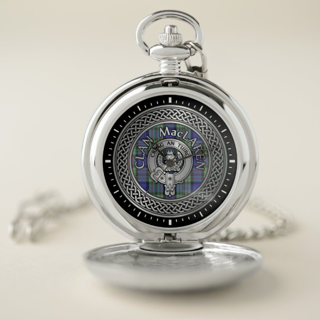 Clan MacLaren Crest & Tartan Knot Pocket Watch (Inside)