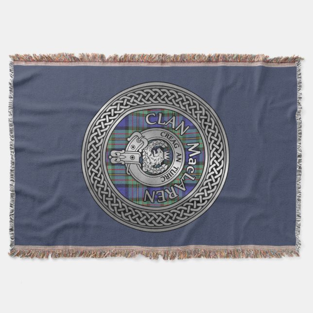Clan MacLaren Crest & Tartan Knot Throw Blanket (Front)