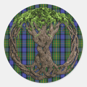 Clan MacLaren Tartan And Celtic Tree Of Life Classic Round Sticker