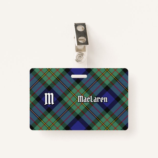 Clan MacLaren Tartan Badge (Front with Clip)