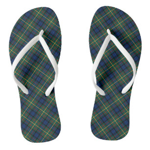 Clan MacLaren Tartan Blue and Green Scottish Plaid Flip Flops