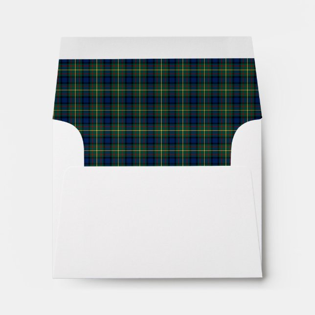 Clan MacLaren Tartan Dark Green and Blue Plaid Envelope (Back (Bottom))