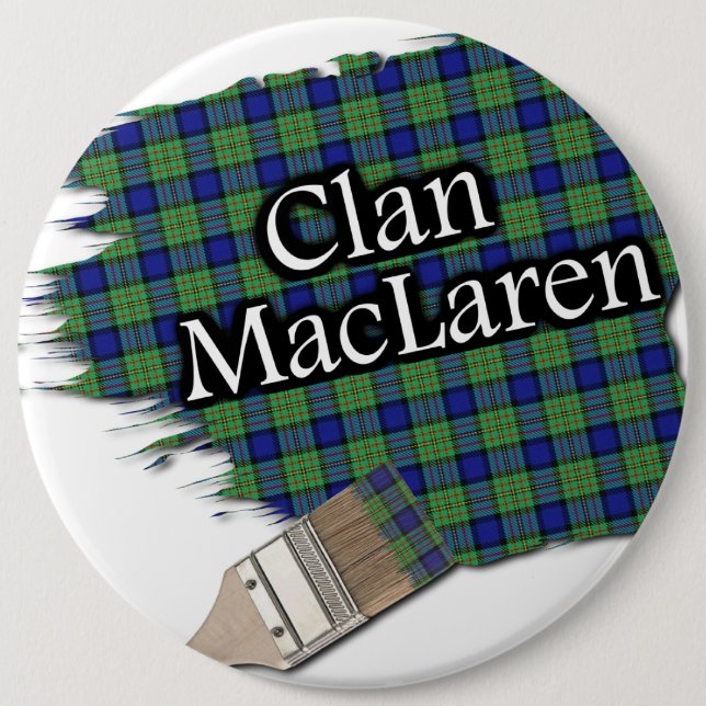 Clan MacLaren Tartan Paint Brush Pinback Button (Front)