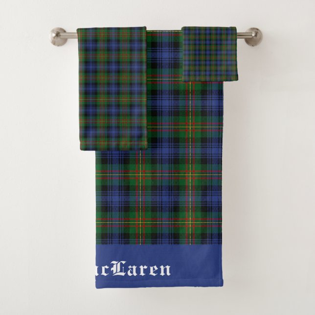 Clan MacLaren Tartan Plaid  Customizable  Bath Towel Set (Insitu)