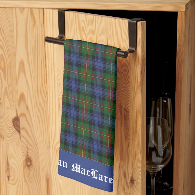 Clan MacLaren Tartan Plaid  Customizable  Kitchen Towel (Thirds Fold)