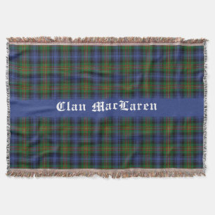 Clan MacLaren Tartan Plaid  Customizable  Throw Blanket