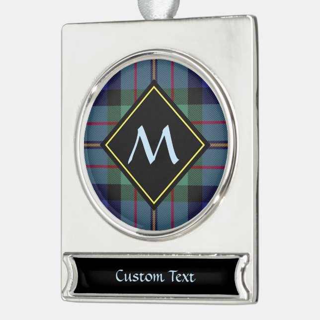 Clan MacLaren Tartan Silver Plated Banner Ornament (Left)
