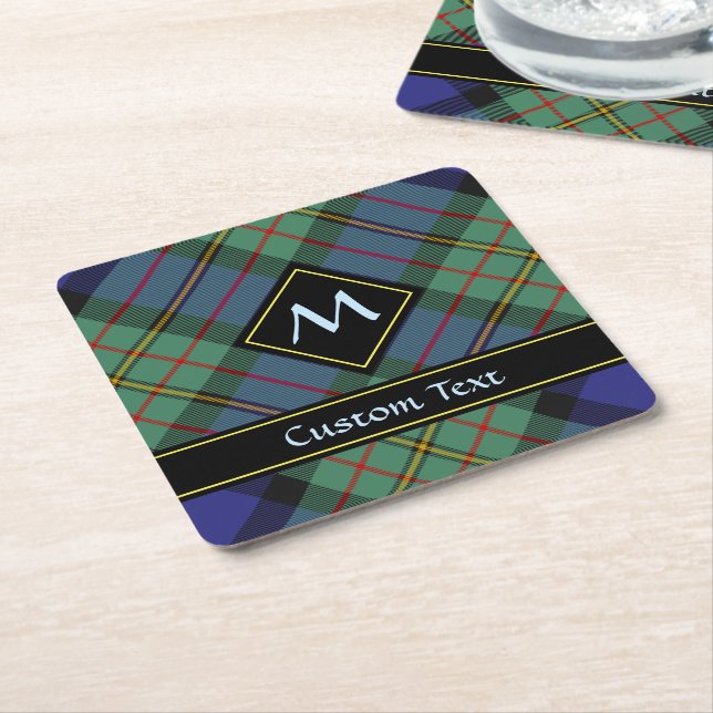 Clan MacLaren Tartan Square Paper Coaster (Angled)