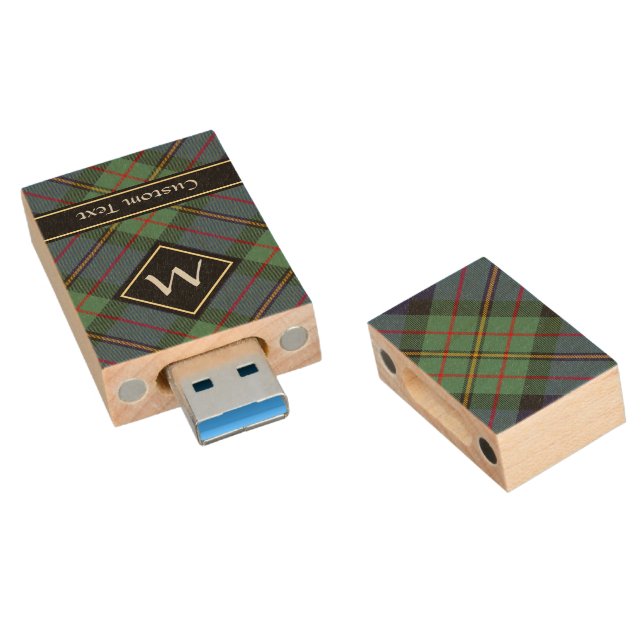 Clan MacLaren Tartan Wood Flash Drive (Angled)