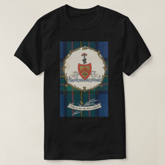 Clan MacLaren Vintage Tartan Crest Badge T-Shirt (Design Front)