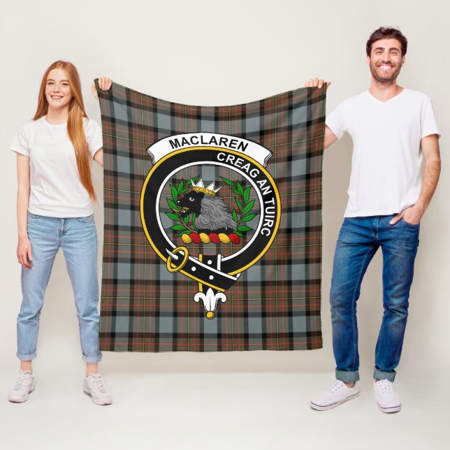 Clan MacLaren Weathered Tartan Plaid Fleece Blanket (In Situ)