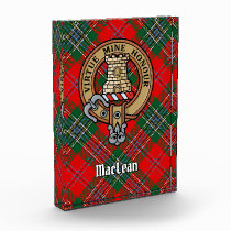 Clan MacLean Crest over Tartan Acrylic Award