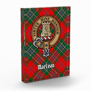 Clan MacLean Crest over Tartan Acrylic Award