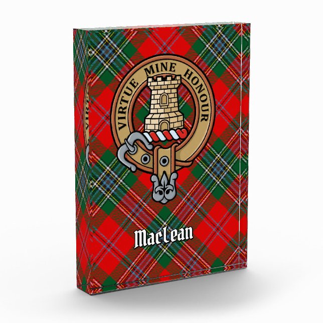 Clan MacLean Crest over Tartan Acrylic Award (Left)