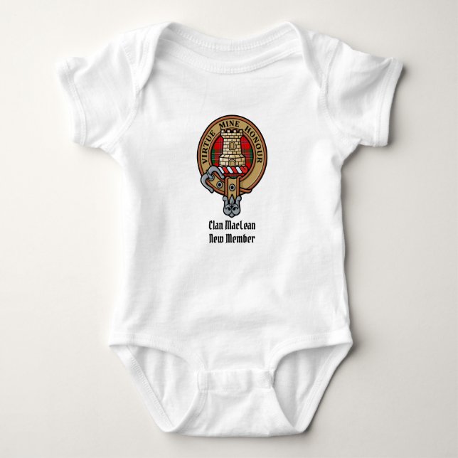 Clan MacLean Crest over Tartan Baby Bodysuit (Front)