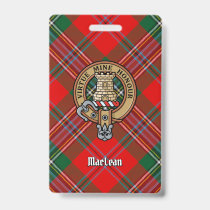 Clan MacLean Crest over Tartan Badge