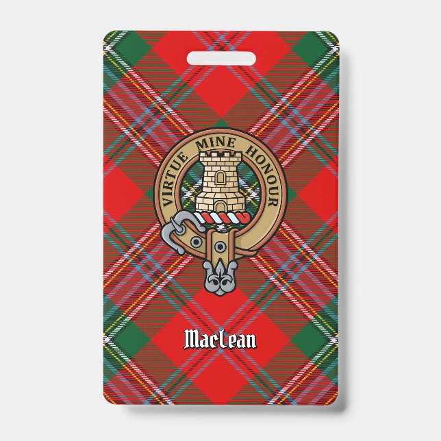 Clan MacLean Crest over Tartan Badge (Front)