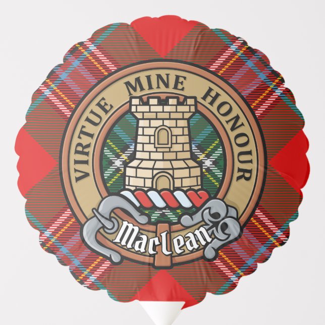 Clan MacLean Crest over Tartan Balloon (Front)