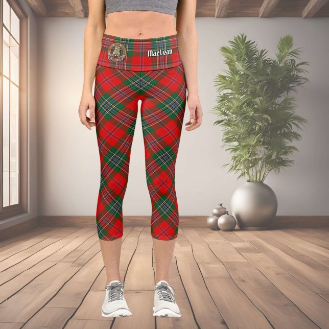 Clan MacLean Crest over Tartan Capri Leggings (Creator Uploaded)