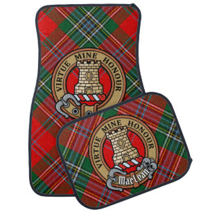 Clan MacLean Crest over Tartan Car Floor Mat