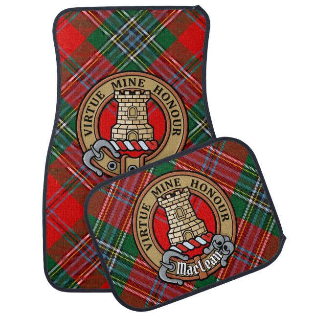 Clan MacLean Crest over Tartan Car Floor Mat (Set)