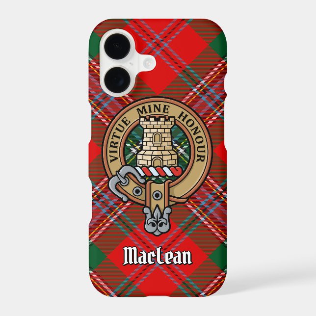 Clan MacLean Crest over Tartan Case-Mate iPhone Case (Back)