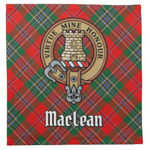 Clan MacLean Crest over Tartan Cloth Napkin