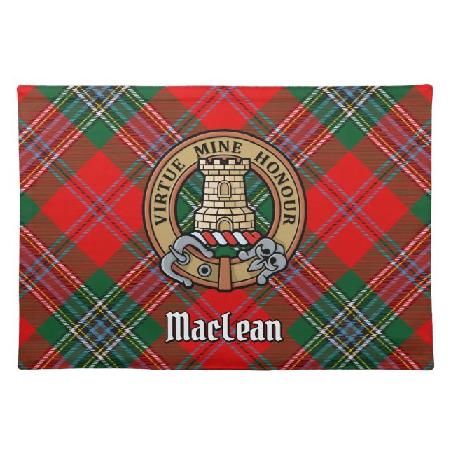 Clan MacLean Crest over Tartan Cloth Placemat (Front)