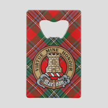 Clan MacLean Crest over Tartan Credit Card Bottle Opener