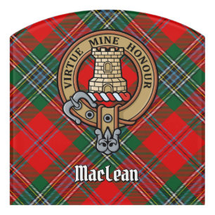 Clan MacLean Crest over Tartan Door Sign