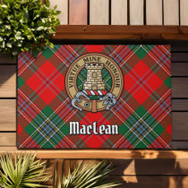 Clan MacLean Crest over Tartan Doormat