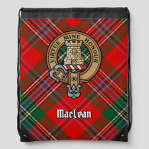 Clan MacLean Crest over Tartan Drawstring Bag