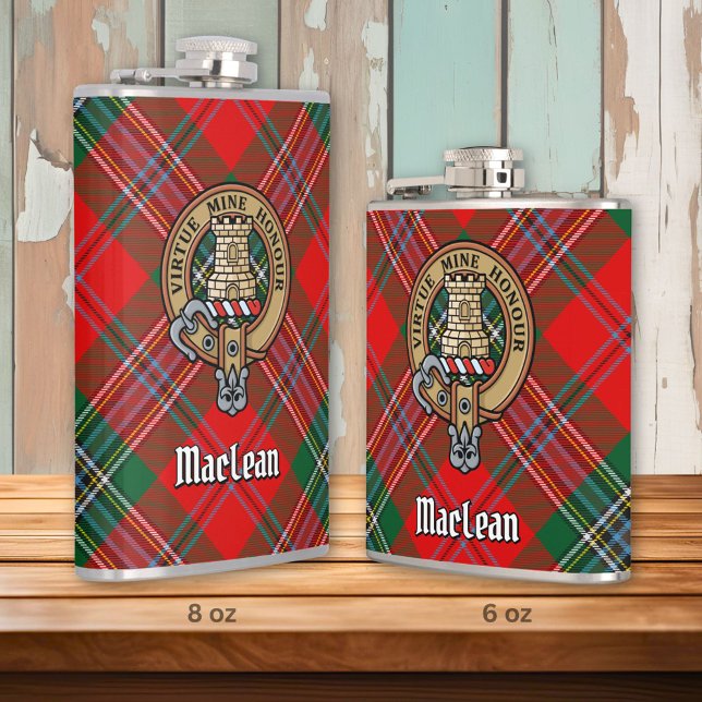 Clan MacLean Crest over Tartan Flask (Creator Uploaded)