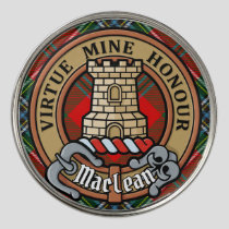 Clan MacLean Crest over Tartan Golf Ball Marker