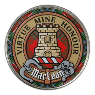 Clan MacLean Crest over Tartan Golf Ball Marker